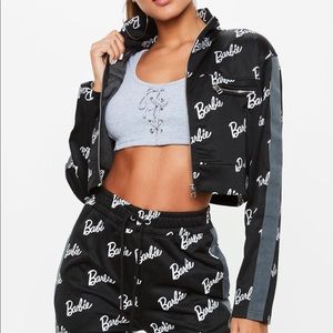 Missguided Black Barbie Crop Zip up